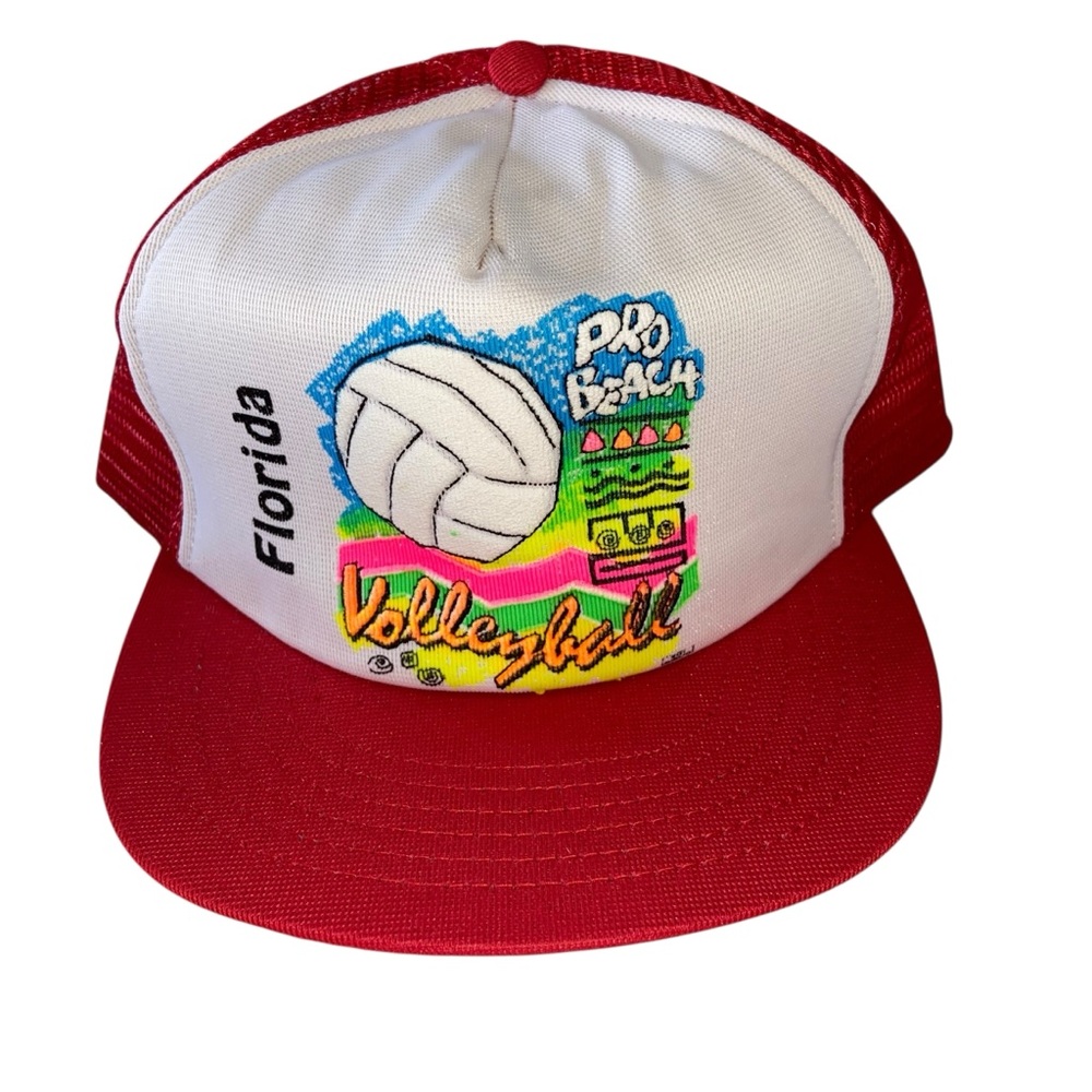 Vintage Funkap Trucker Hat S/M Strapback Florida Pro Beach Volleyball USA Mesh